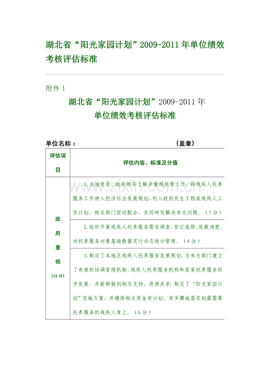 湖北省阳光家园考核计划..doc_第1页