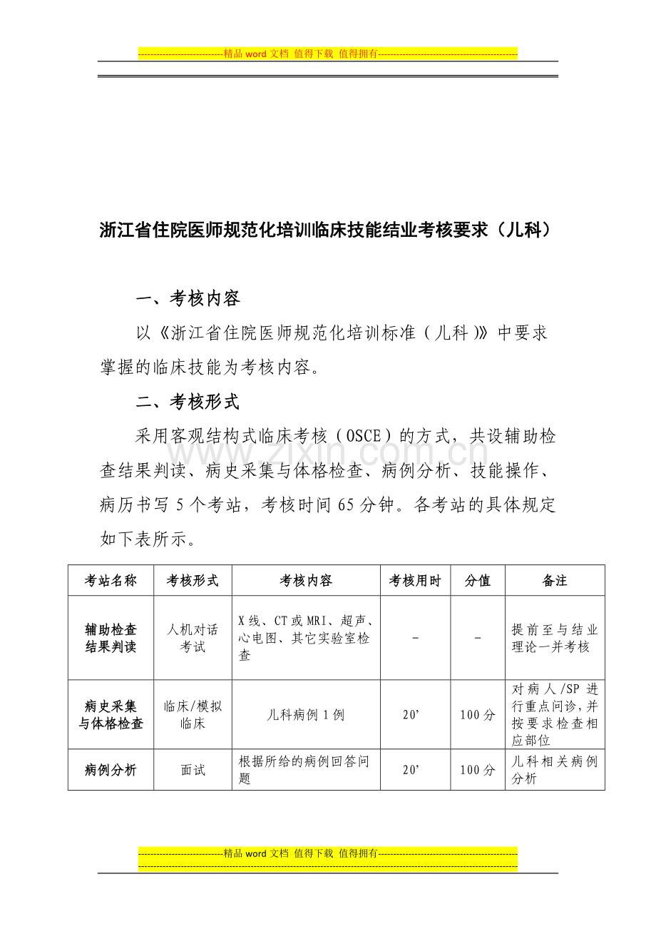 04儿科临床技能结业考核要求..doc_第1页