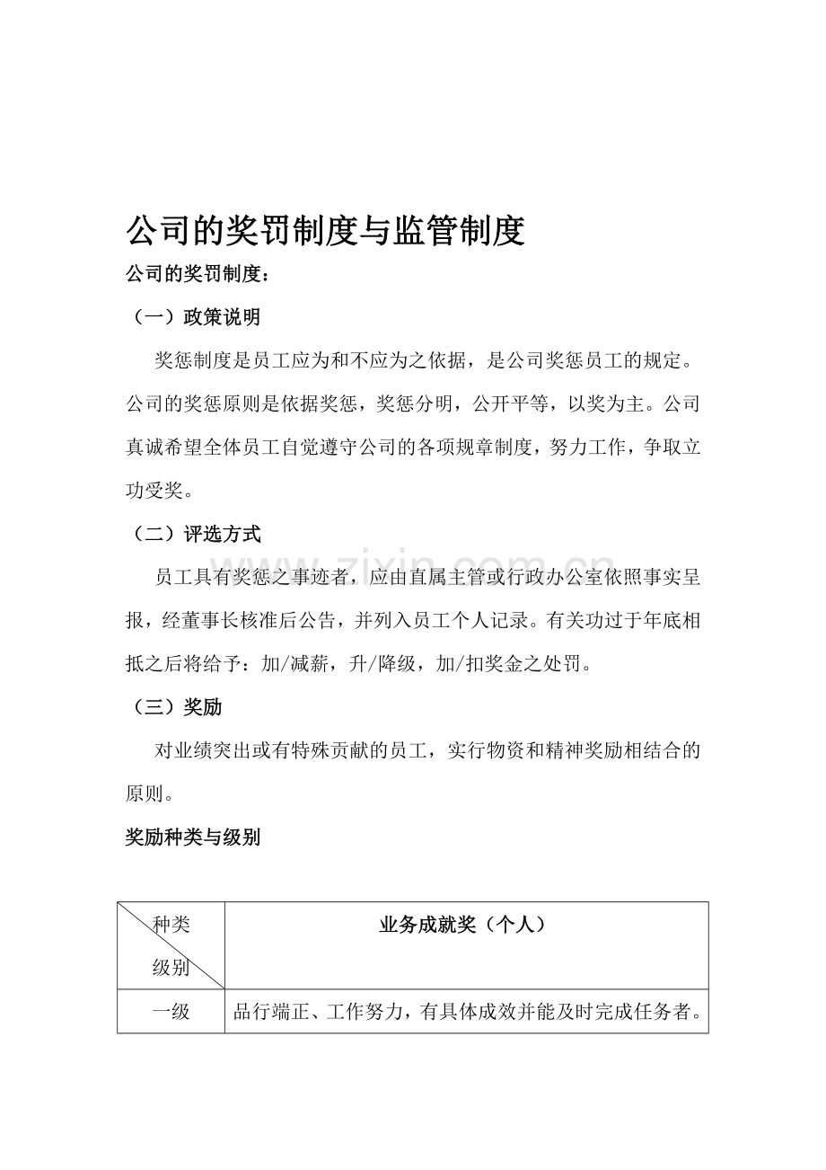 公司的奖罚制度与监管制度.doc_第1页