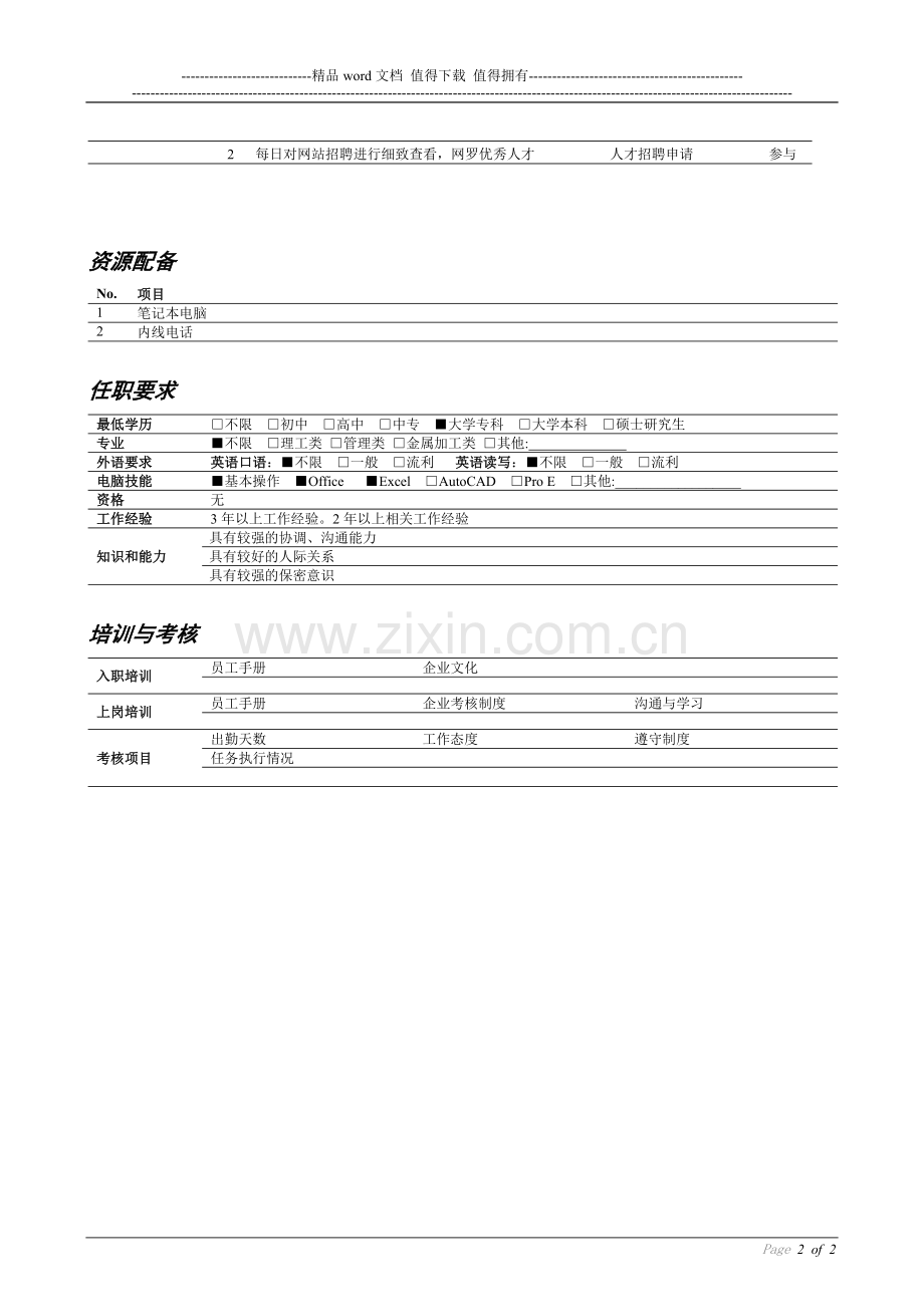 企管部文员岗位说明书.doc_第2页