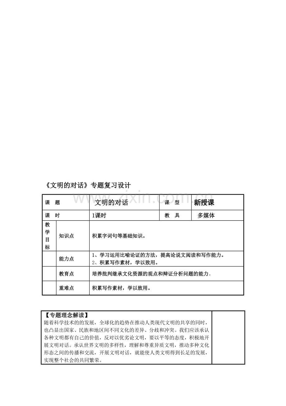 《文明的对话》专题复习设计.doc_第1页