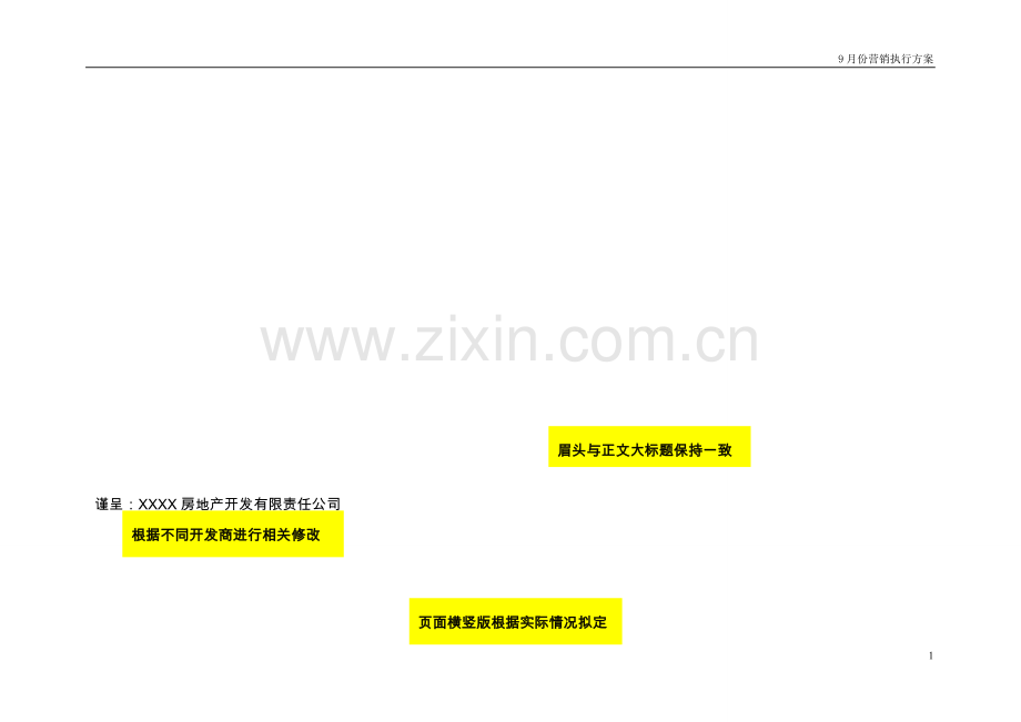 XXXX项目月度营销执行方案(详细版).doc_第1页