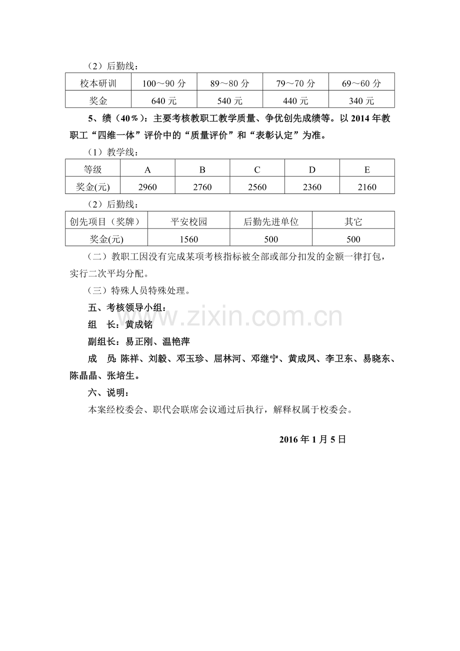 张家口小学教职工2014年目标管理责任制奖金考核分配方案.doc_第3页