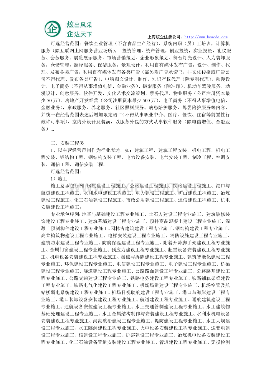 上海注册公司行业表述及可选经营范围.doc_第2页