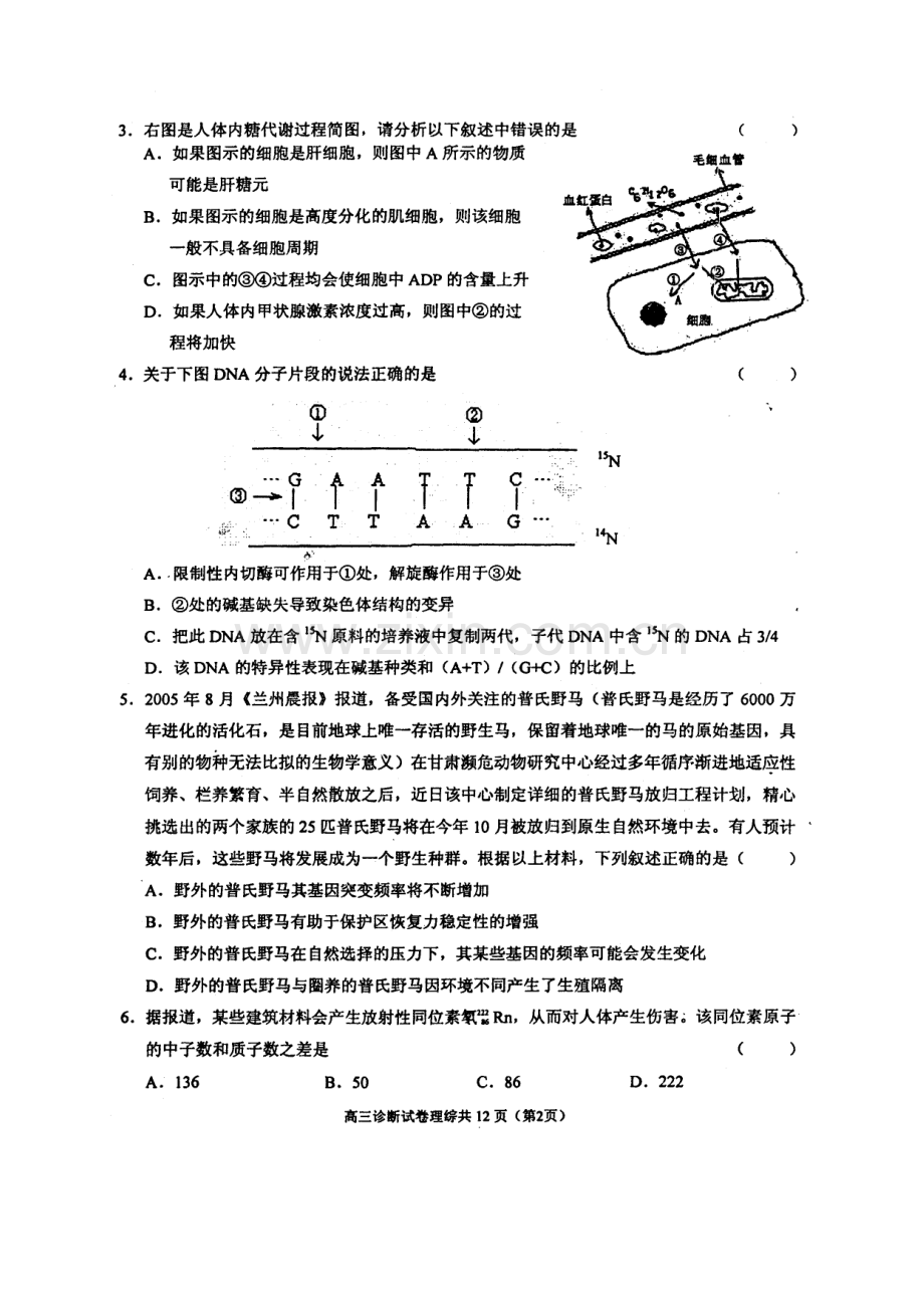 高三理综诊断考试试卷.doc_第3页