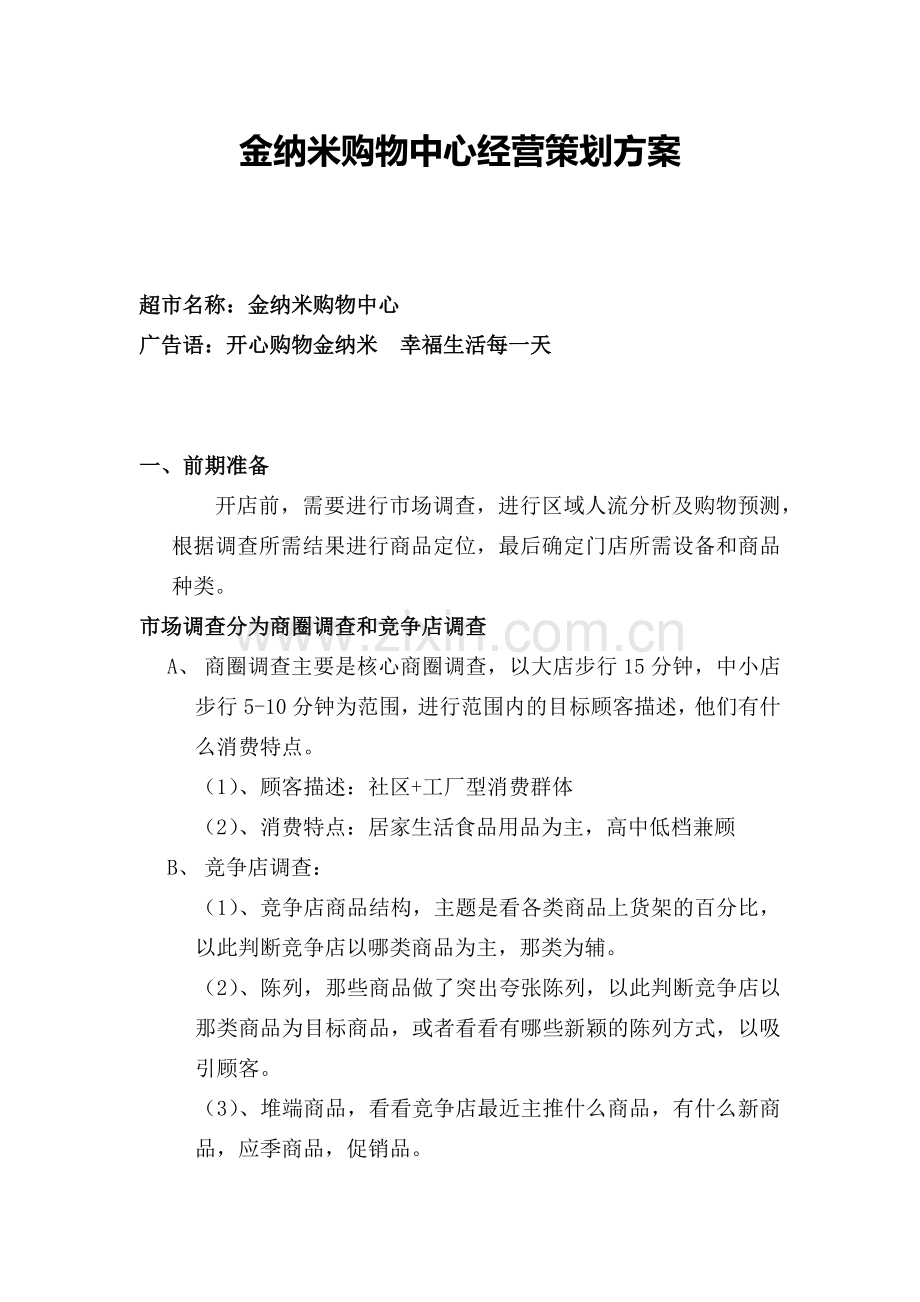 金纳米购物中心经营方案.docx_第1页