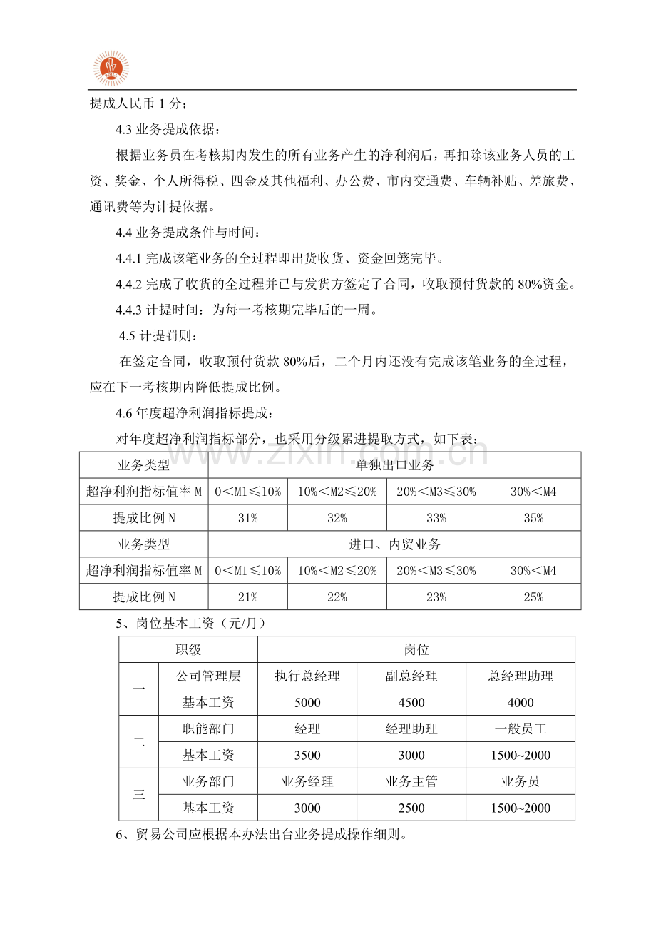 贸易公司绩效考核分配方案(暂行).doc_第3页