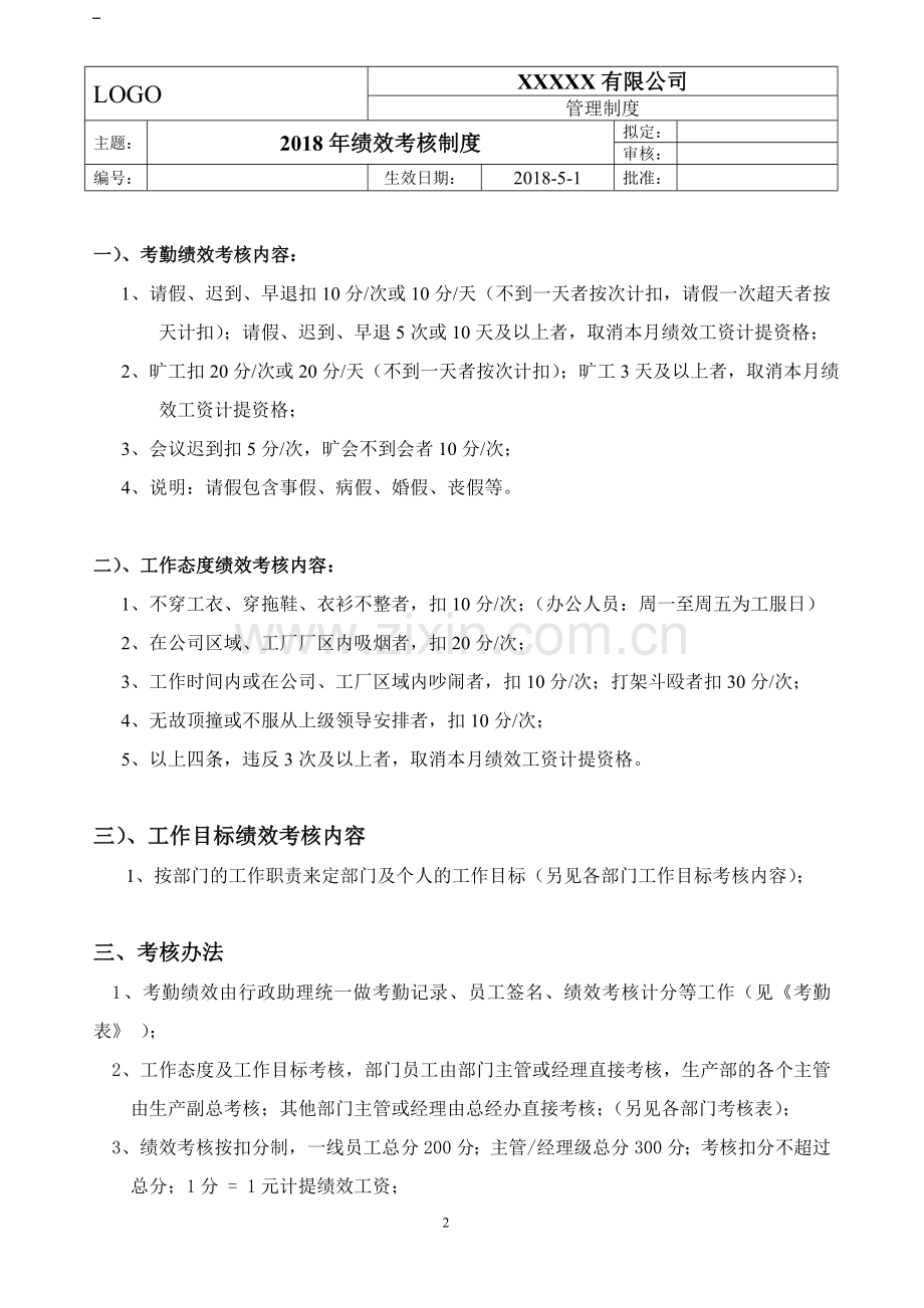 2018版中小企业绩效考核制度.doc_第2页