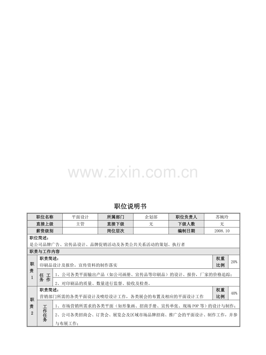 企划部职责说明.doc_第1页