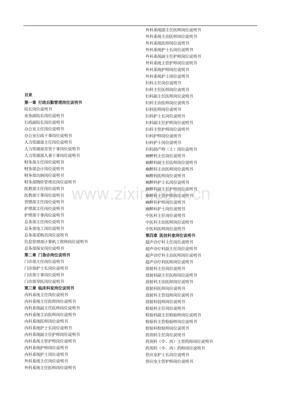 医院岗位说明书1.doc_第1页