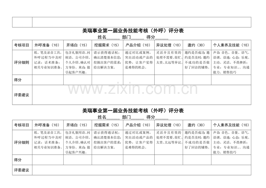 外呼技能考核表..doc_第2页