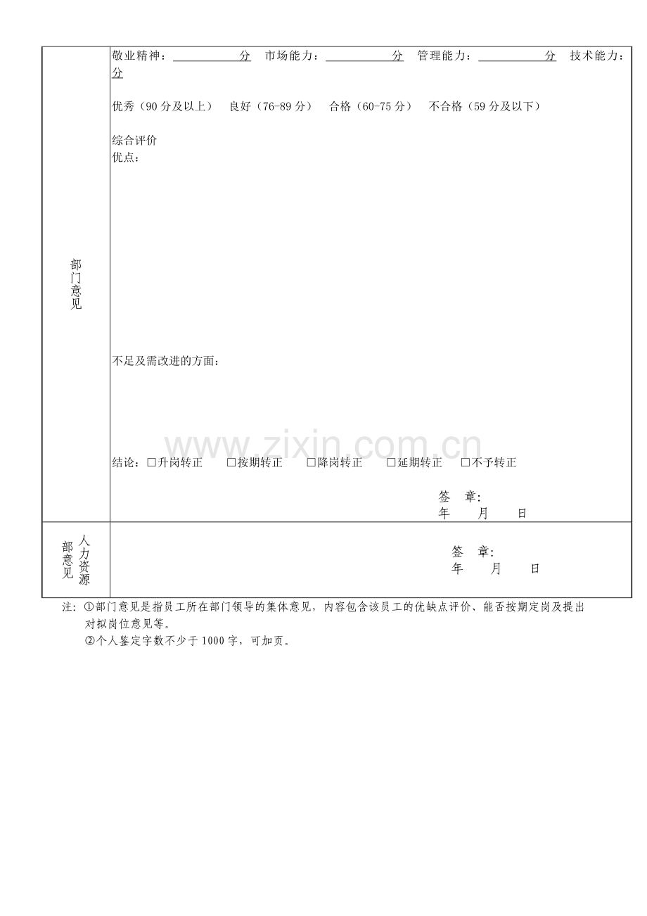 试岗期满考核转正定岗审批表(公司员工用)..doc_第3页