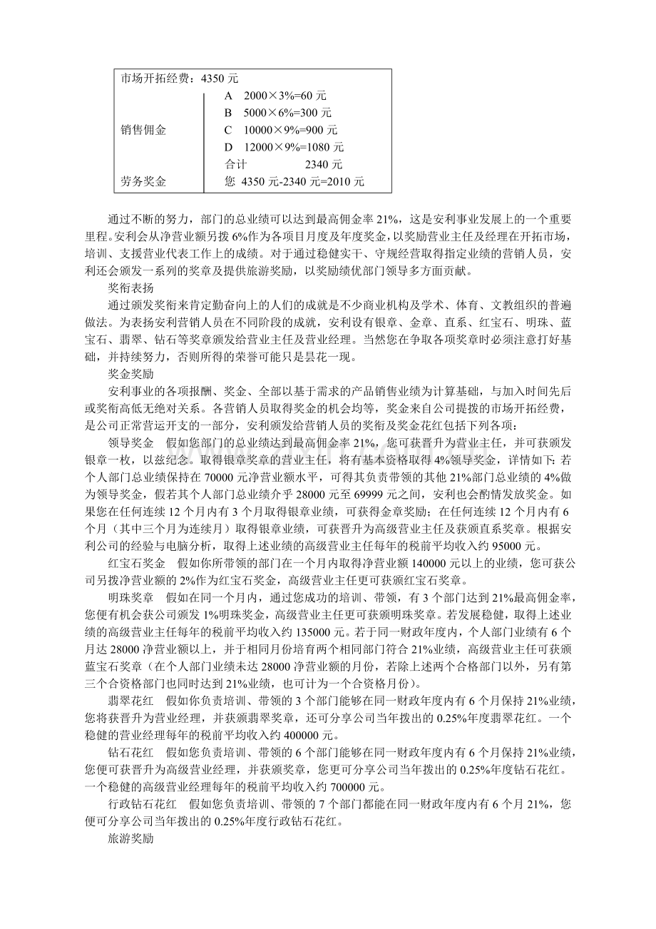 安利营业代表报酬及奖励制度.doc_第3页