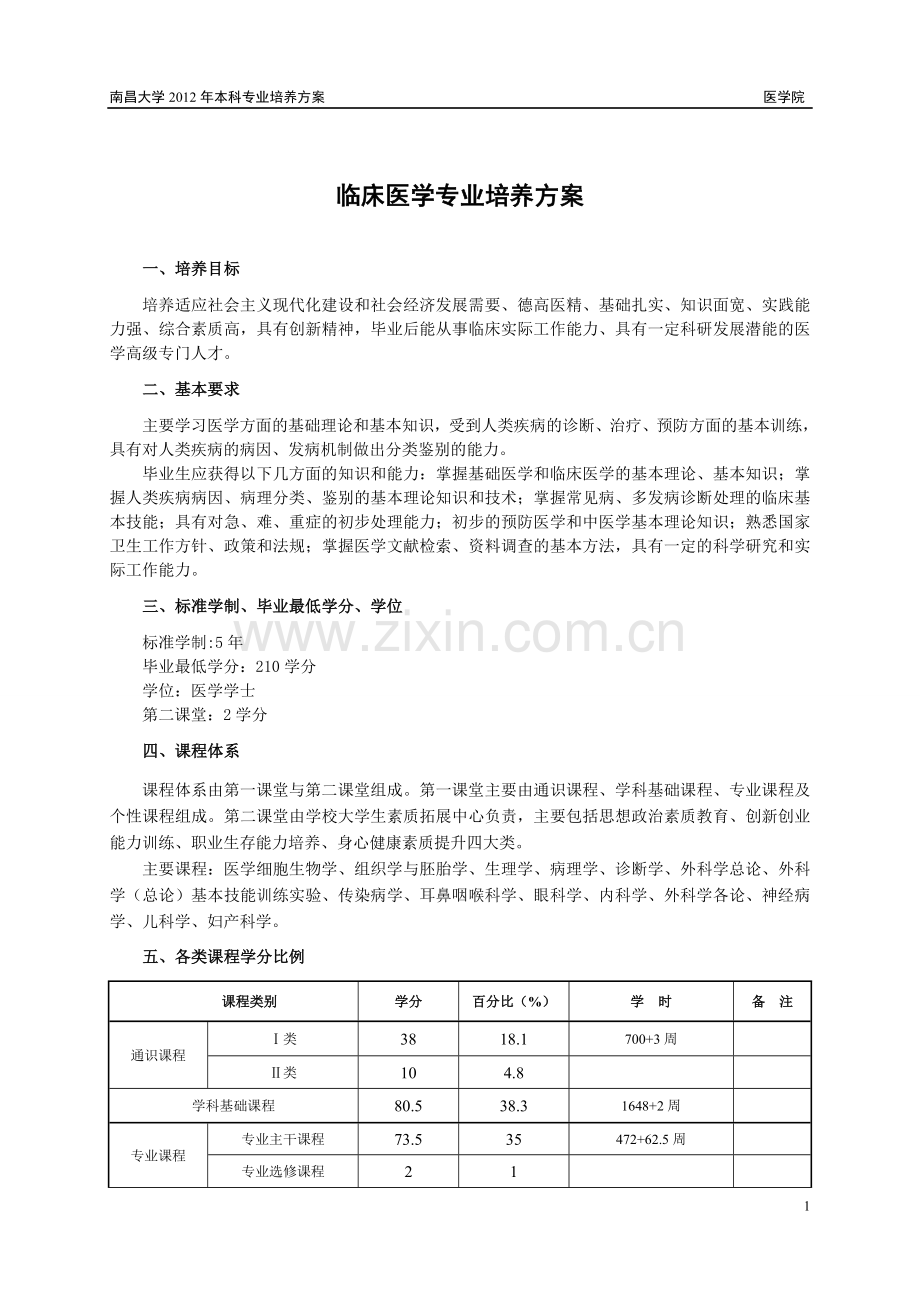 南昌大学2012本科生培养方案(医学类各专业).doc_第2页