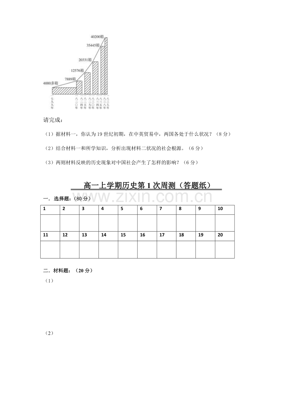 高一历史上册第1次周测试卷.doc_第3页