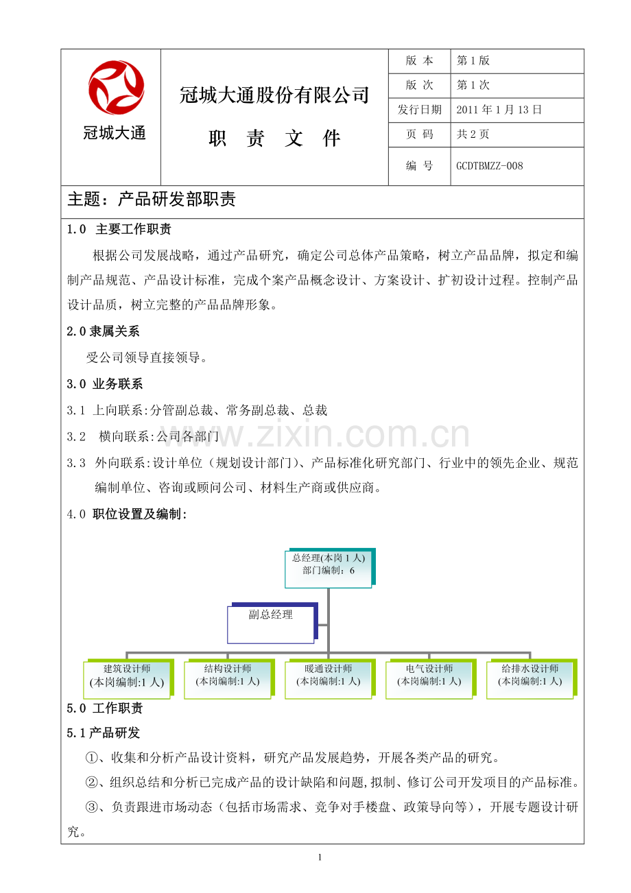 产品研发部部门职责.doc_第1页