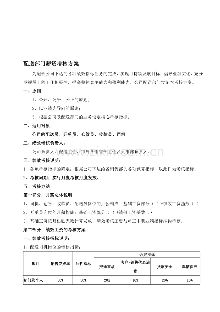 配送部门绩效考核方案.doc_第1页