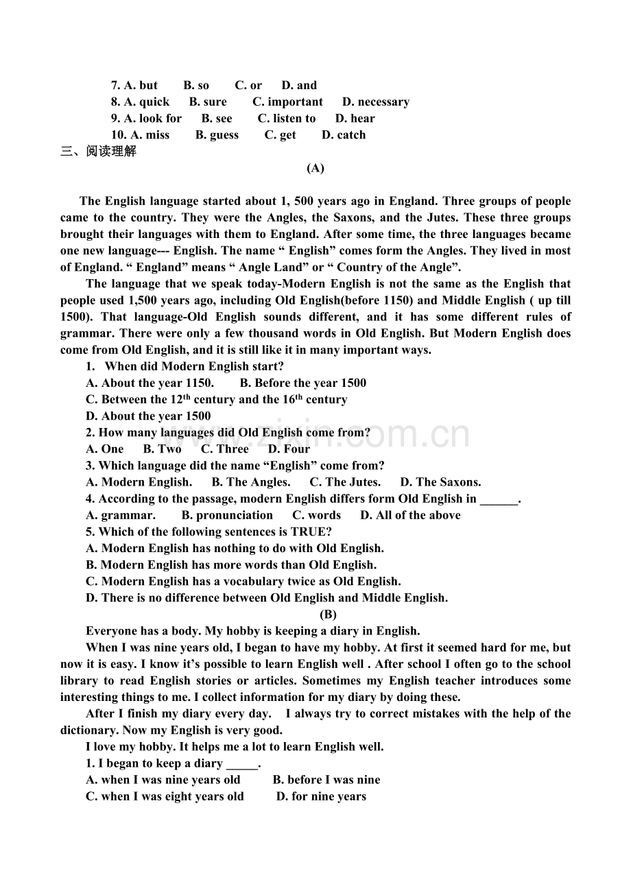 外研版英语八年级上Module-1-How-to-learn-English过关测试.doc_第3页