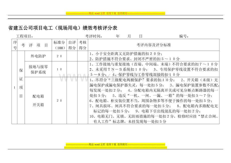 20电工考核表07-6-10..doc_第1页