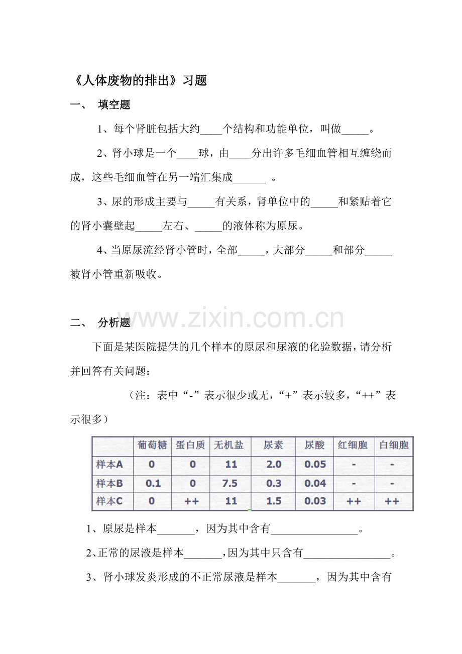 人体废物的排出同步测试4.doc_第1页