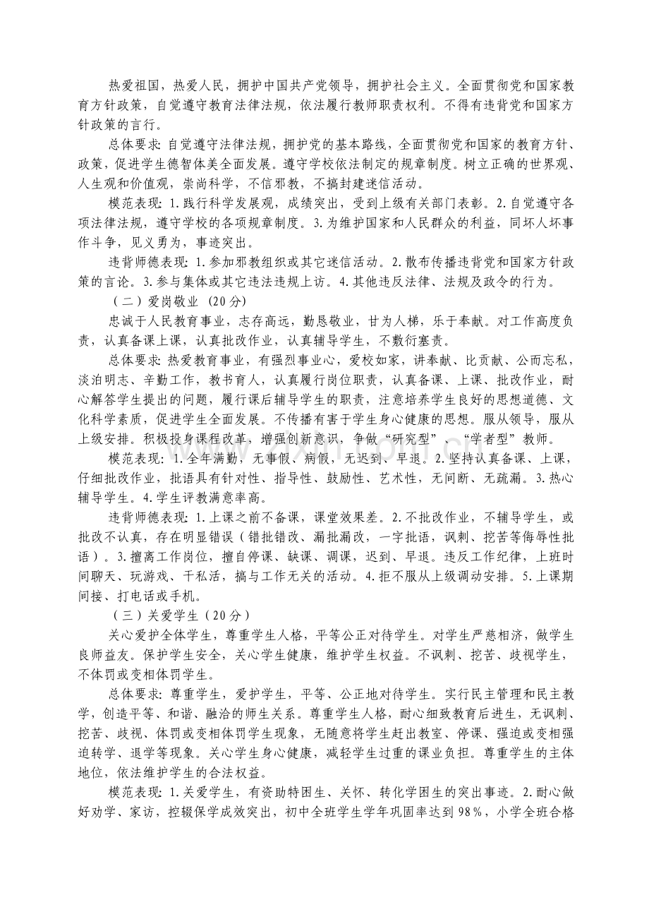 茨榆山小学教师师德师风考核评价方案..doc_第2页