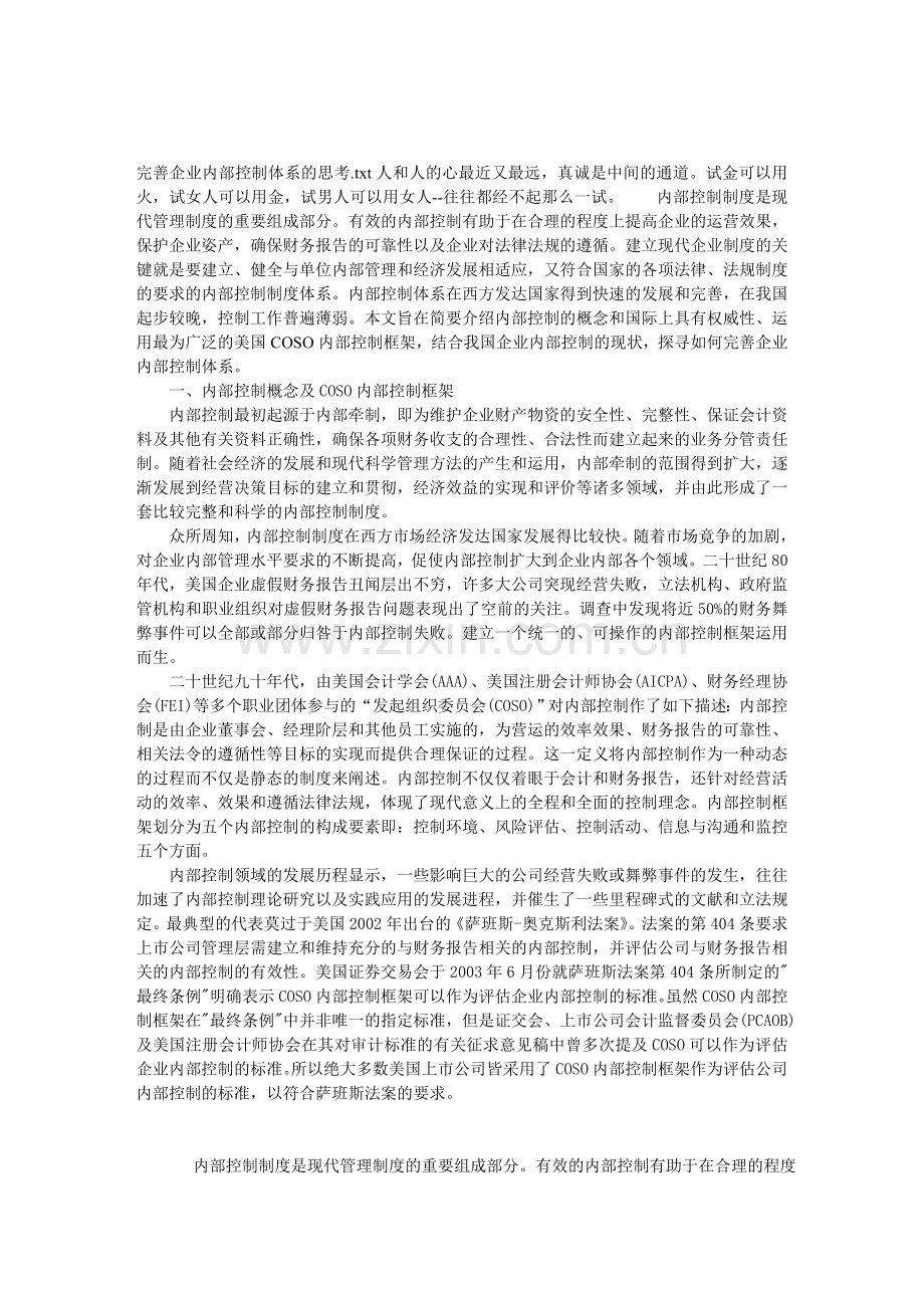 完善企业内部控制体系的思考.doc_第1页