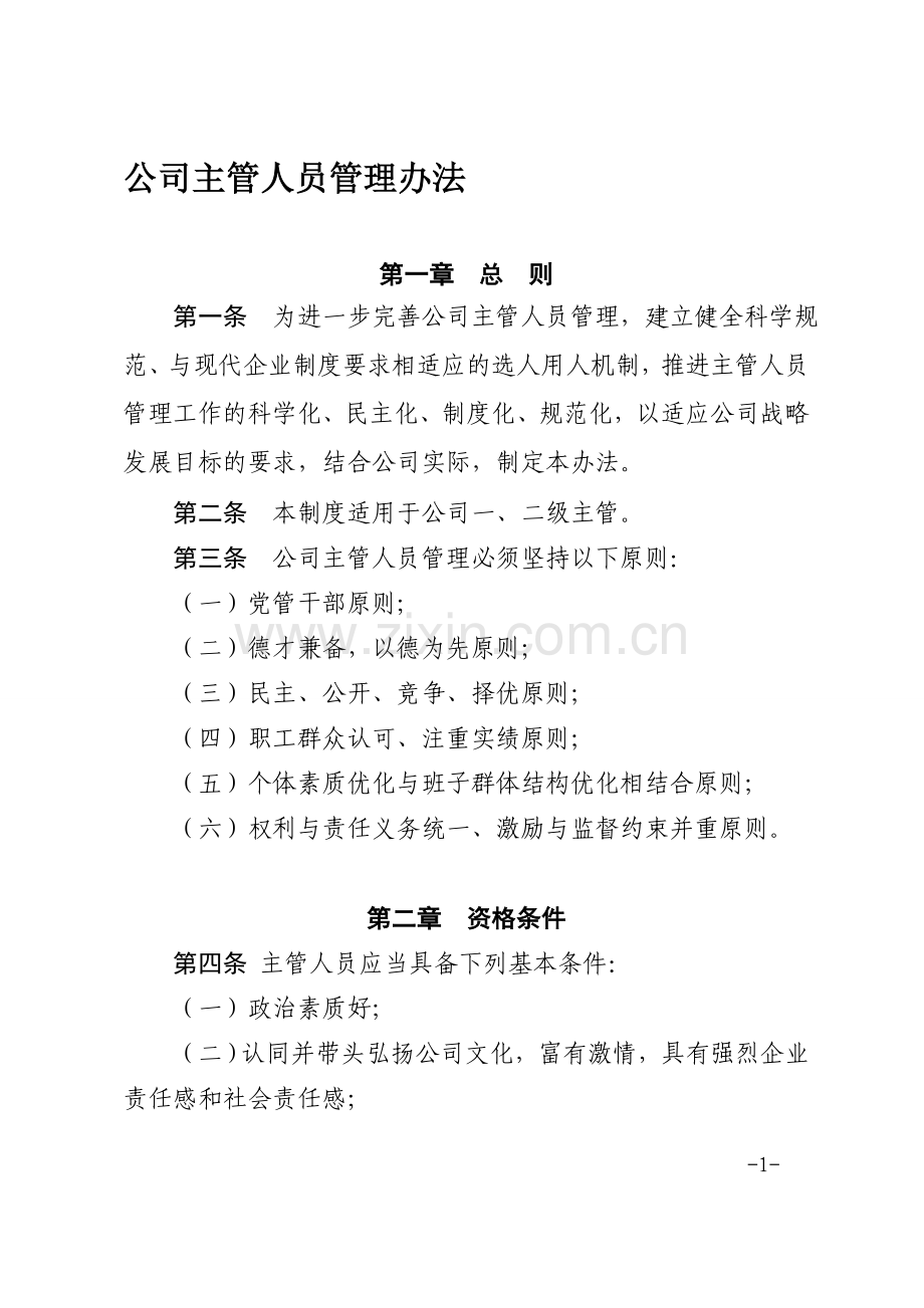 公司主管人员管理办法.doc_第1页