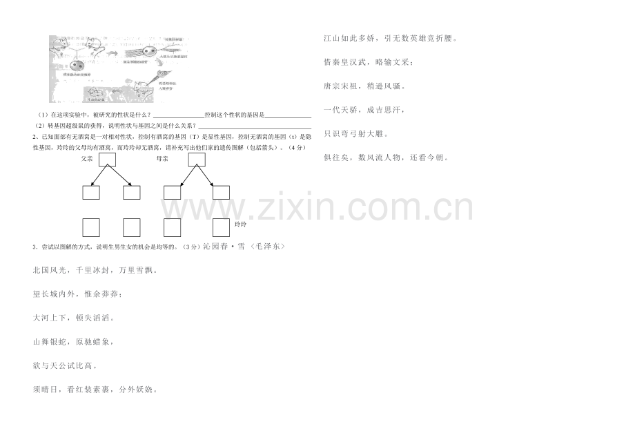 八年级下册生物期中测试卷.doc_第3页
