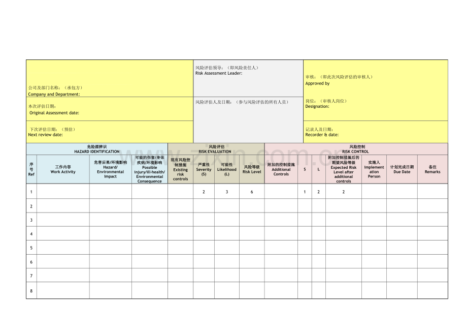 风险评估表--工程项目版.doc_第1页
