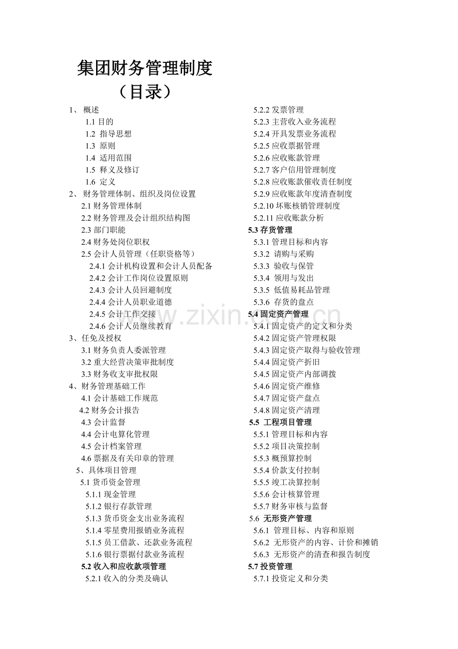 集团财务管理制度目录(1).doc_第1页