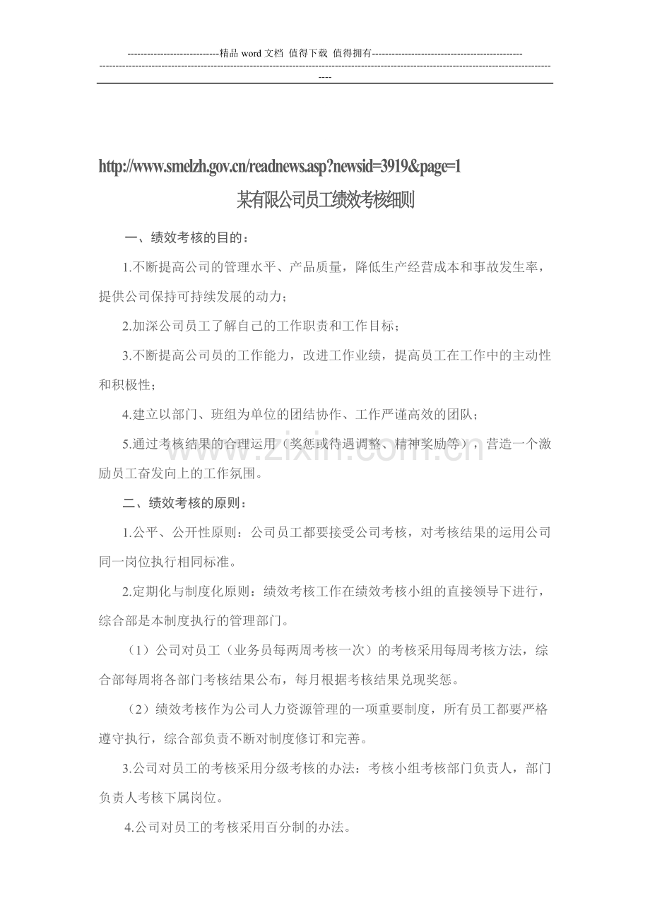 公司绩效考核办法细则..doc_第1页