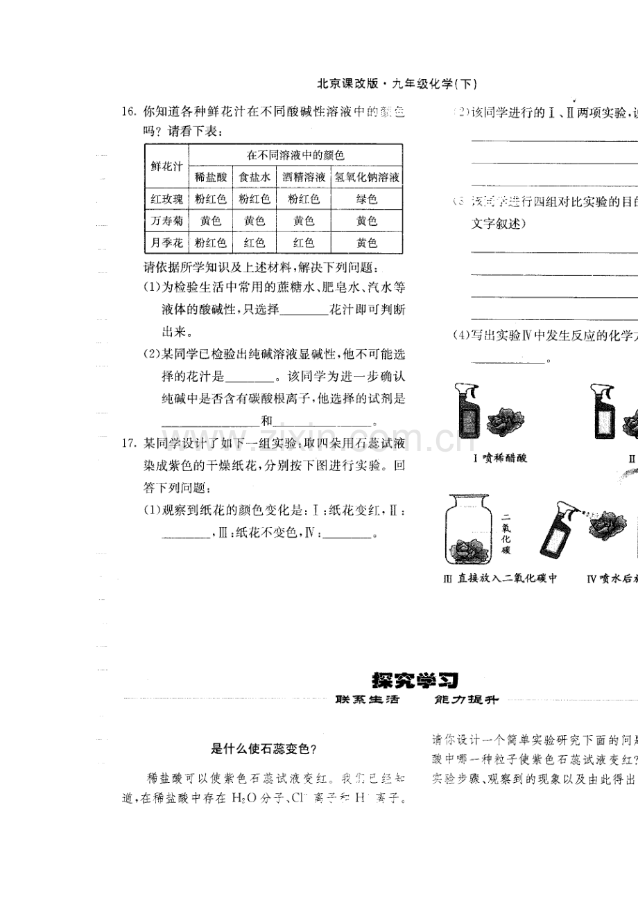 九年级化学对酸和碱的初步认识同步练习.doc_第3页