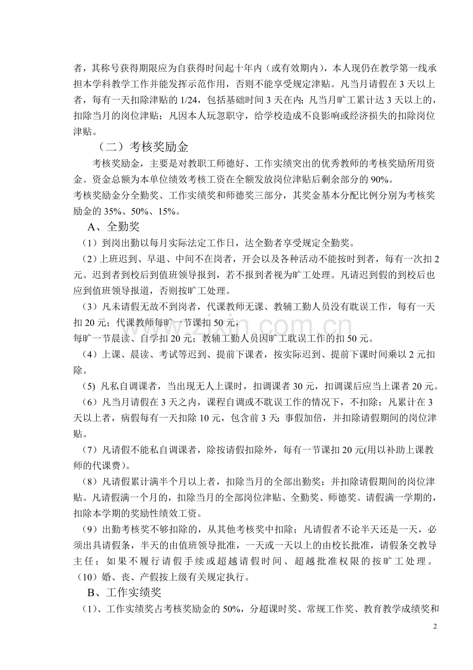 汾阳市海洪中学教职工绩效考核方案.doc_第2页