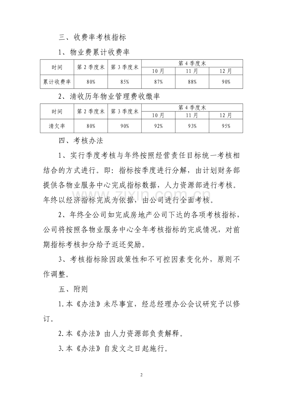 物业收费率与绩效考核挂钩管理办法.doc_第2页