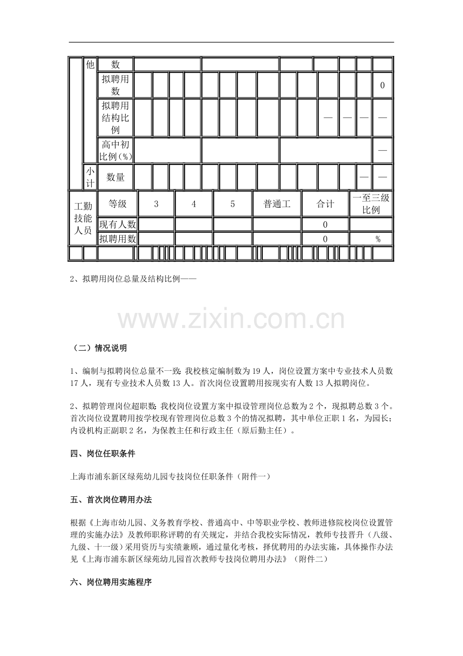 上海市浦东新区绿苑幼儿园首次岗位设置聘用实施方案.doc_第3页