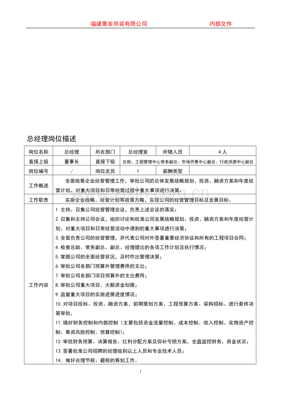 总经理岗位描述.doc_第1页