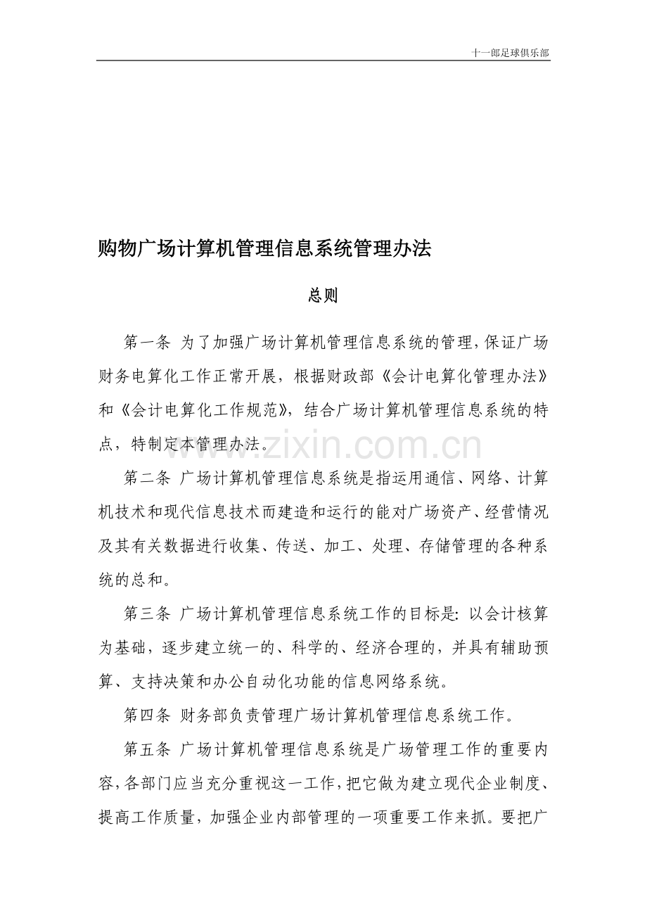 漳州市十一郎区块链广告公司购物广场计算机管理信息系统管理办法.doc_第1页