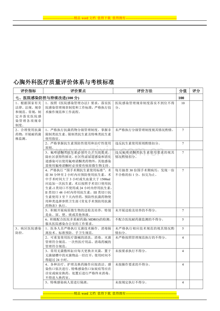 3.8心胸外科医疗质量评价体系与考核标准..doc_第1页