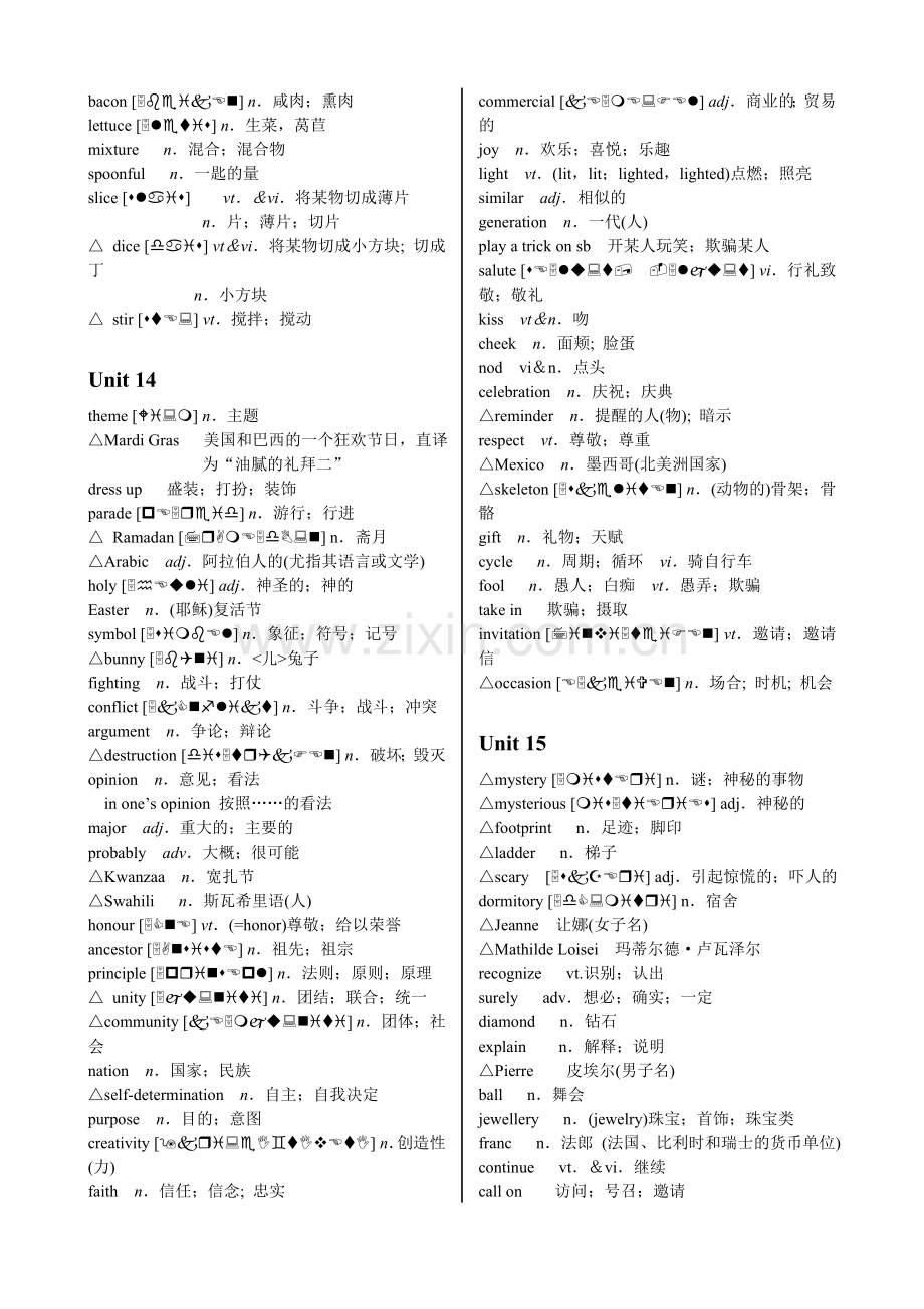 人教版教材高一(下)英语词汇表【按单元顺序】.doc_第2页