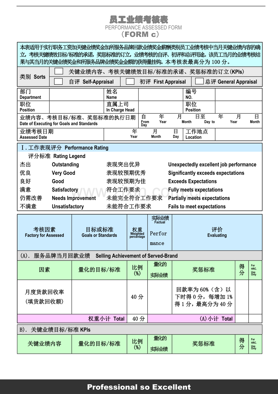 041.市场部员工定量绩效评估表(GoodcareerHRForm041).doc_第1页