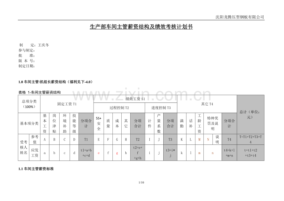 车间主管薪资结构及绩效考核管理办法.doc_第1页