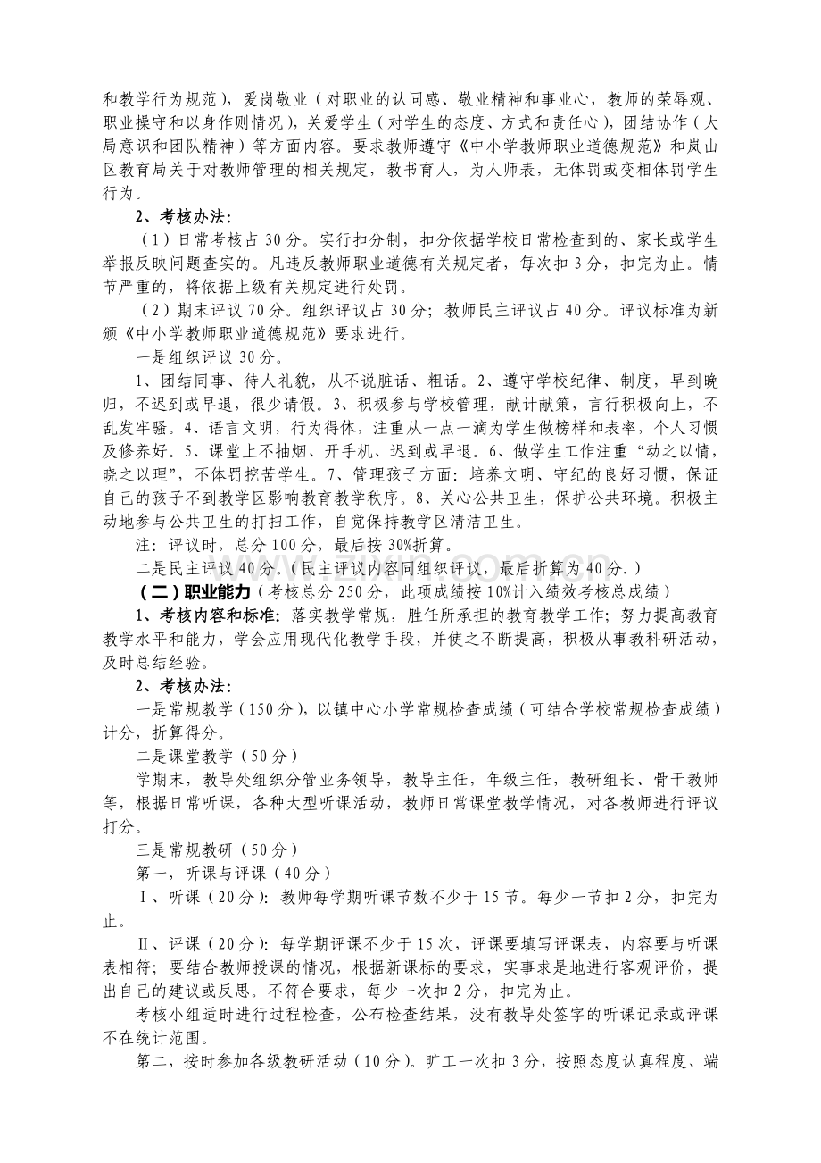 巨峰镇中心小学教职工绩效考核方案(讨论稿).doc_第2页