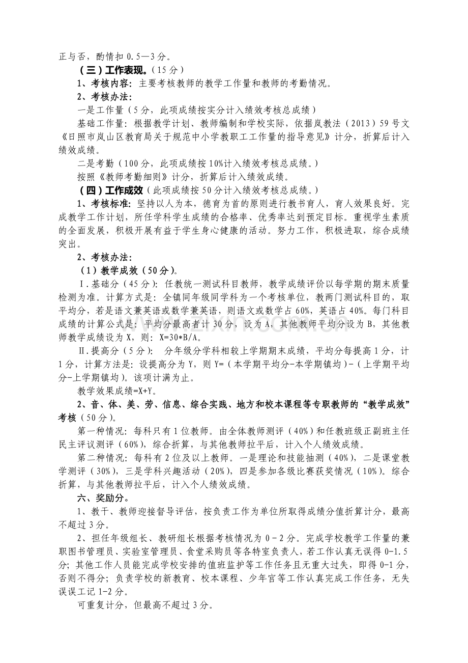 巨峰镇中心小学教职工绩效考核方案(讨论稿).doc_第3页