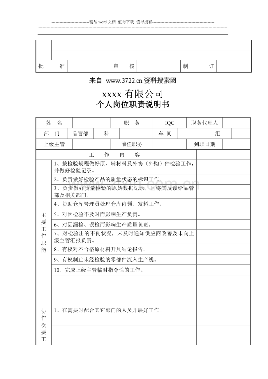 电子有限公司-岗位职责说明书.doc_第3页