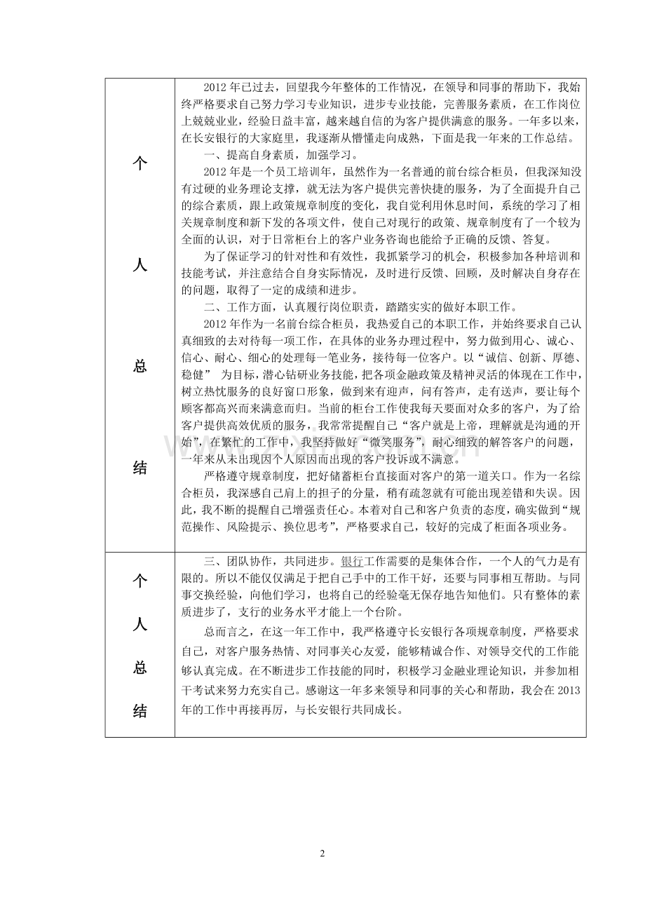 长安银行员工年度考核登记表1.doc_第2页