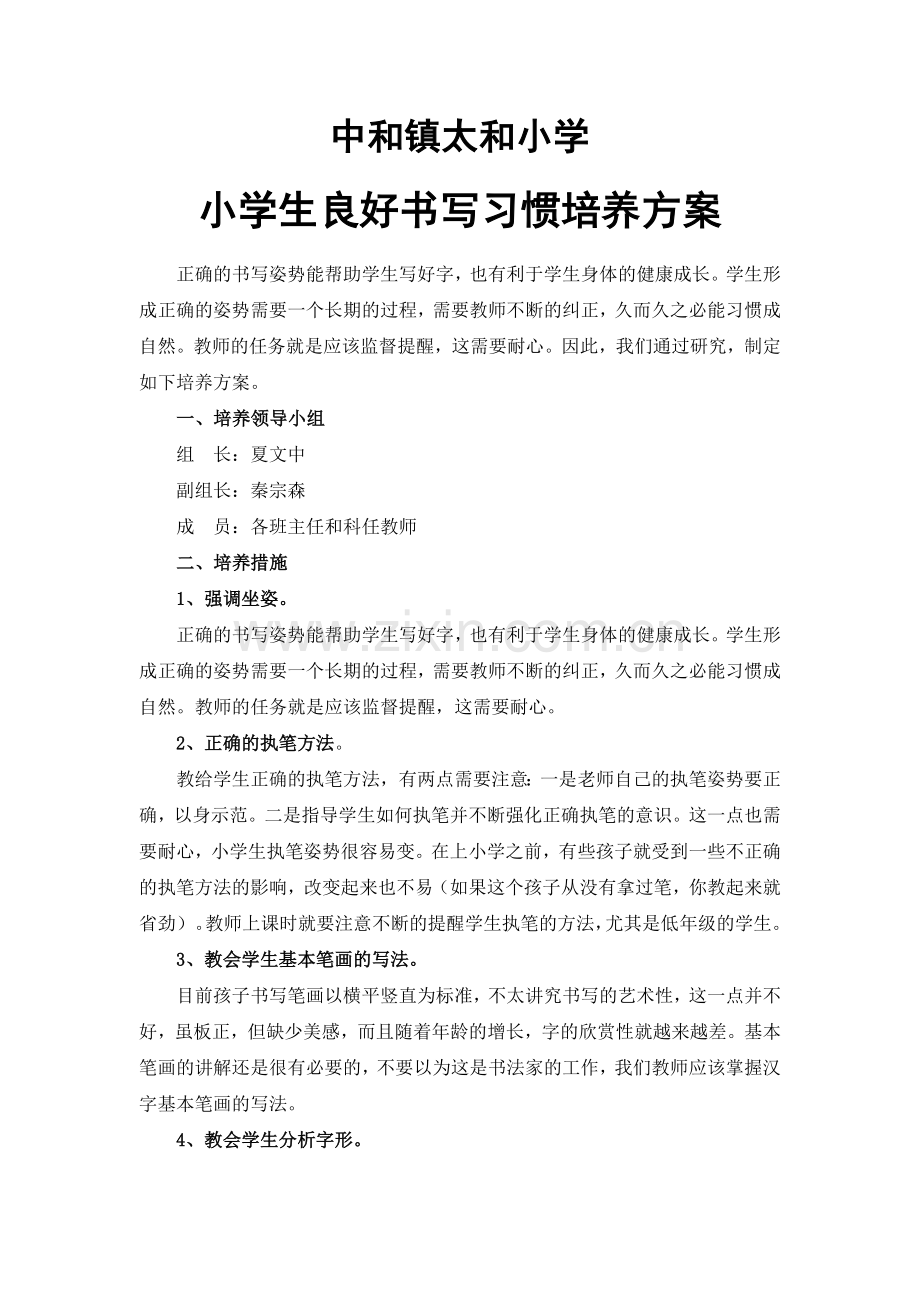 小学生良好的书写习惯培养方案.doc_第2页