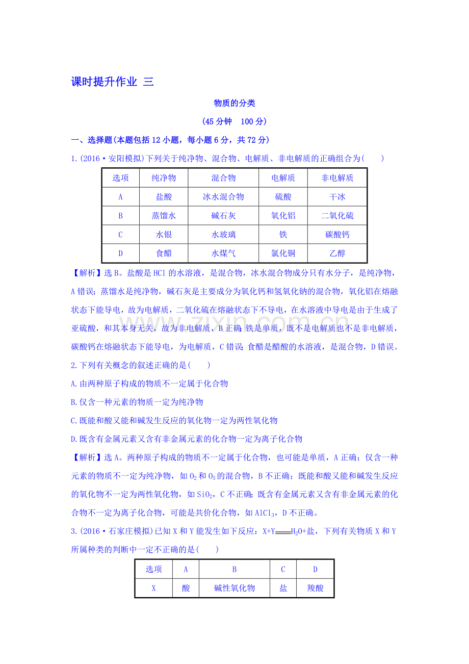 2017届高考化学第一轮课时提升检测5.doc_第1页