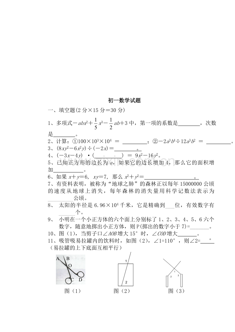 初一数学试题.doc_第1页