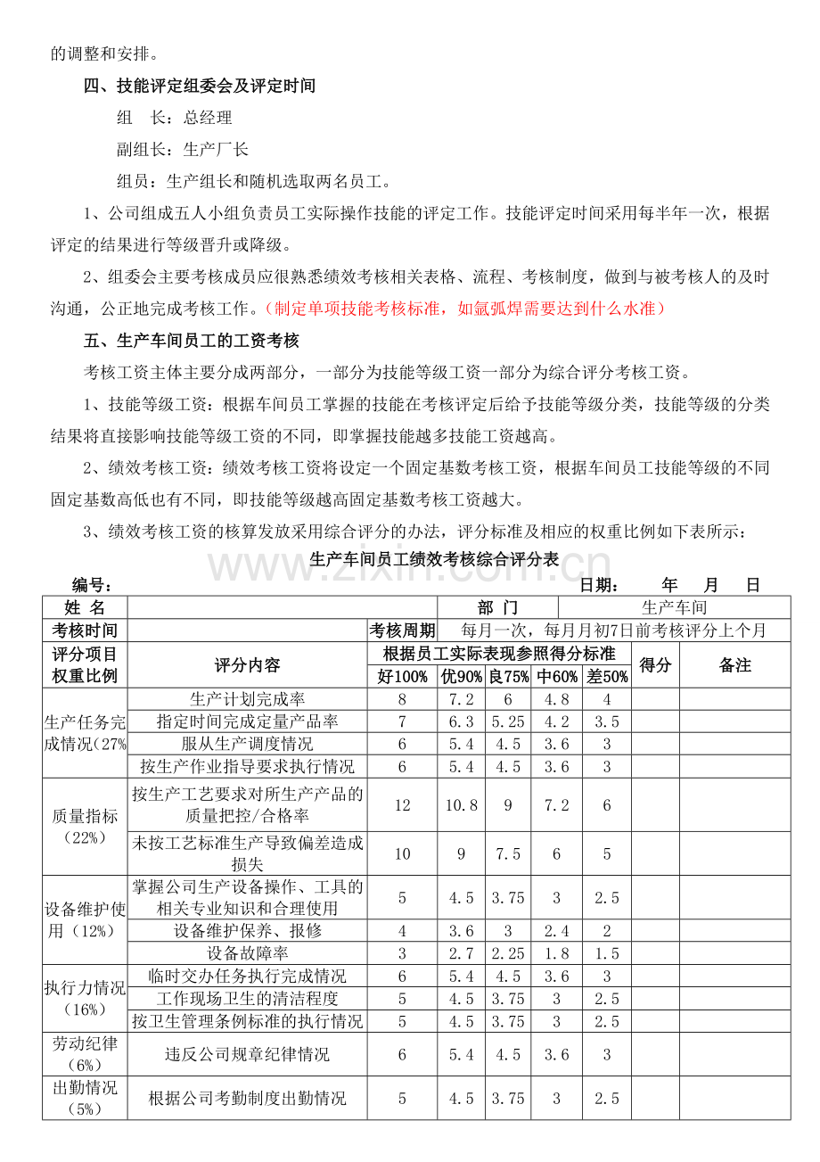 车间技工的薪资绩效考核管理办法.doc_第2页