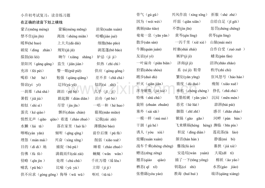 小升初语文基础知识练习.doc_第1页